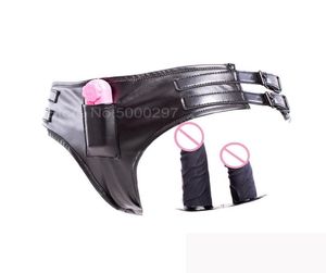 PU Leather Strapon Vibrator Dildo Anal Plug Sex Toys For Women Belt Bondage Briefs Thoug Pants Underwear For Lesbien Q03206640660