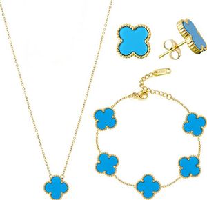 necklaces Four Leaf Clover Jewelry Sets Pendant Fashion Earring Bracelet Necklace Lucky Set Wedding Women Bridal Jewelry Sets daily outfit gifts