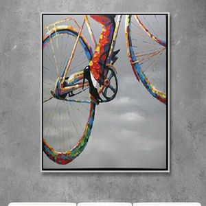 Handmade Wall Painting on Canvas for Home Decoration in Living Room or Bedroom 1PC Bicycle Picture Art No Frame307A