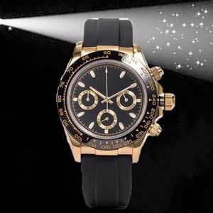 Mens Mechanical Watches with Folding Buckle and Waterproof Stopwatch Watch Montre De Luxe 40mm Folding Buckle Gold Hardlex Luxurious Male Ceramic Bezel Automatic