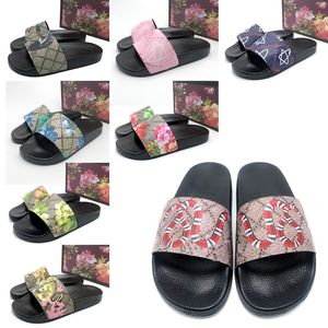 Original modebilder Herrkvinnor tofflor Summer Beach Sandal Slide Plat Platform Lady Home Designer Shoes Flip Flops Sandaler Randiga Causal Slipper Size EUR36-45