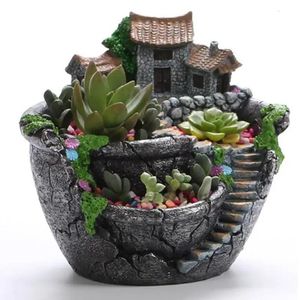 Succulent Plants Planter Flowerpot Resin Flower Pot Desktop Potted Holder Home Garden Decoration Plants Holder 240304