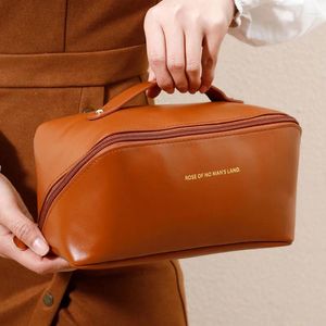 Borse per cosmetici Borsa da viaggio di grande capacità Borsa per trucco portatile in PU Borsa da bagno impermeabile per donna Kit da toilette multifunzionale