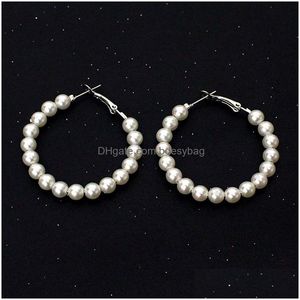 Hoop Huggie Handmade Pearl Beaded Gold Sier Color Earring For Women Lady Party Club Jewelry Accessories Drop Delivery Earrings Dhf85