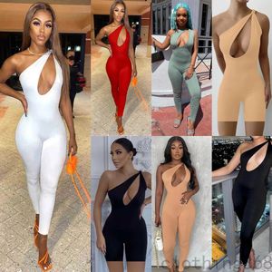 Macacões para mulheres para festa sexy body de um ombro justo exercício oco bodysuit casual macacão nightclubwear sem mangas macacões slim fit