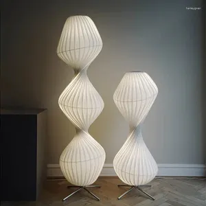 Zemin lambaları Uplight tasarım lambası klasik beyaz koridor retro köşesi yayılmış benzersiz Japon tekstil lamba yatak odası dekore