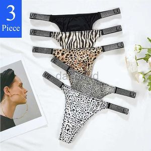 Trosor kvinnors kvinnors trosor 3st leopard zebra thongs underkläder kvinnor sätter lowwaists kärleksbrev kvinnliga intimat bikini underkläder plus storlek SXL 231031 LDD240311