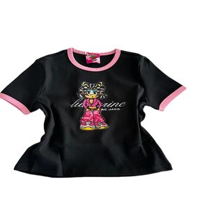 Süßes Damen-T-Shirt mit kurzen Ärmeln, Hemd in Kontrastfarbe, neuer Sommertrend, vielseitige asiatische Größe S-L