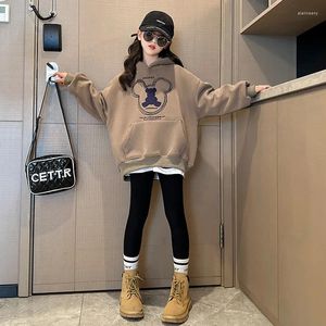 Kleidung Sets 2024 Mädchen Kleidung Herbst Winter Sweatshirt Bär T-shirt Mit Kapuze Stretch Hosen Leggings Teenager Kinder Set 8 9 10 11 12 jahre