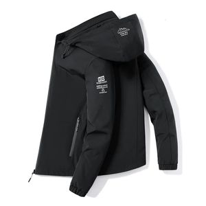 Spring Mens Jacket Trendy cienki stały kolor Kurtki z kapturem Hip Hop Streetwear Man Casual Coats Sport Sport Black Windbreaker 4xl 240228