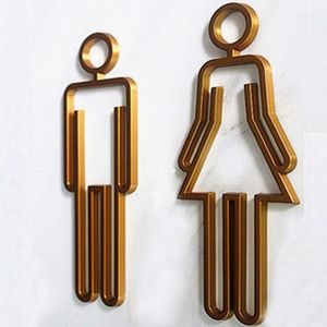 Segno acrilico della porta del bagno con simbolo della toilette con retro adesivo per El Office Home Restaurant Gold Altro hardware273j