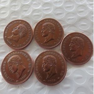5 PZ Lotto 1808-1813 Set Completo di ST ITALIANO Regno di Napoleone I 1 SOLDO Monete copia in rame al 100%261f