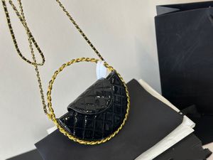23K częściowo zakrzywione skórzane torby na ramię luksusowe torebki torebki mody zakupowe torby na crossbody torbory ​​komunikatorowe łańcuch czarny portfel teczka