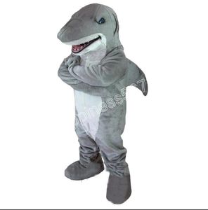 2024 novo adulto cinza tubarão mascote trajes de alta qualidade personagem dos desenhos animados terno terno carnaval adultos tamanho halloween festa de natal festa de carnaval
