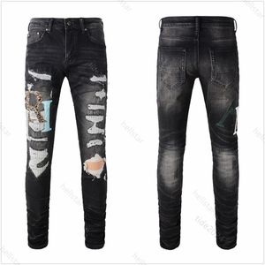 Designerjeans für Herren Jeans Wanderhose Ripped Hip Hop High Street Modemarke Pantalones Vaqueros Para Hombre Motorrad Stickerei