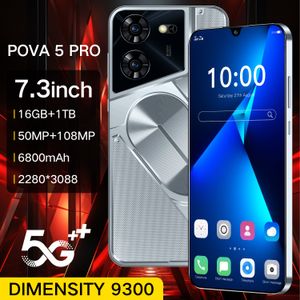 クロスボーダーモバイルPOVA 5 Pro 7.3インチ大画面1300万ピクセル、Android 9.1 Typc-C、Android Intelligence