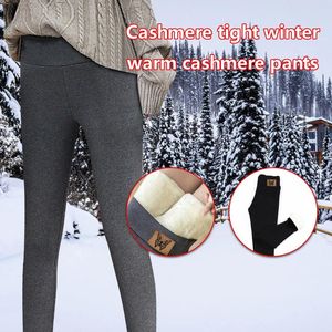 Pantaloni da donna invernali caldi in velluto con stampa farfalle, foderati lunghi con lana e cashmere e leggings