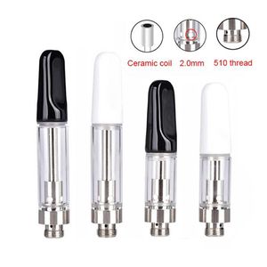 TH205 TH208 TH210 Atomizer Thick Oil Cartridge 510 Thread Ceramic Coil Glass Tank 0.5 0.8 1.0ml Screw On Ceramic Tip Smoking Atomizer fit Max Preheat Battery