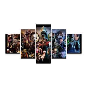 5 Piece Modern Horror Movie Characters Poster Painting On Canvas Wall Art Picture For Living Room Decor Silent Hill Print Poster303f