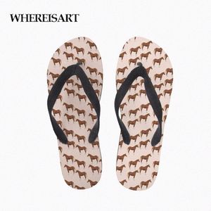 WHESISART 3D HORSPRYCK KVINNA Summer Flip Flops Casual Beach Slippers Sandal Flipflop For Women Slippers Female Rubber Shoes S1K8#