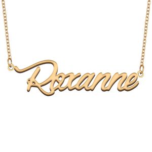 Roxanne nome colares pingente personalizado para mulheres meninas crianças melhores amigos mães presentes 18k banhado a ouro aço inoxidável