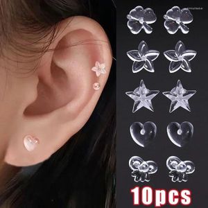 Stud Earrings Transparent Resin Ear Studs Invisible Anti-allergic Plastic Fashion Anti-blocking Needles Heart Flower Rings Jewelry