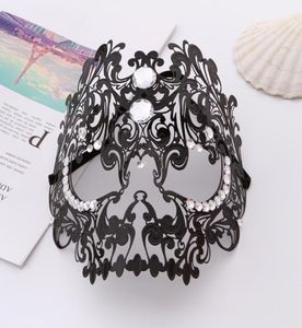 Maschera di design con teschio per il viso Scava fuori la decorazione di gioielli floreali Maschere di Natale di Halloween5477826