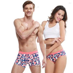 Underbyxor mode män och kvinnor bomullsälskare rutiga underkläder söt boxare shorts klassiska designbottnar sover slitage trosor