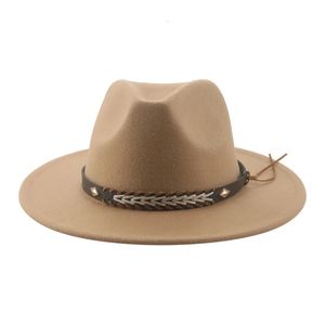 Cowboy Hat Winter Woman Hat Hats for Women Man Caps Fedoras Feled Panama Hat Western Cowboy Vintage Solid Fedoras Chapeau Femme 240228