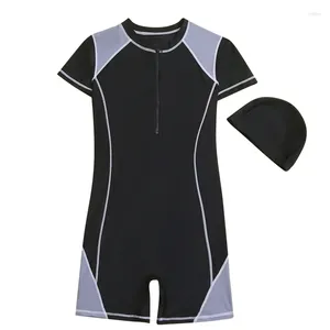 Costumi da bagno da donna Ragazzi Patchwork Cerniera frontale Rash Guards Costume intero ad asciugatura rapida per bambini più grandi Costume da bagno da surf da spiaggia per bambini