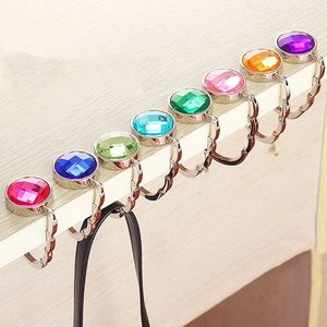 Portable Hook Ladies Round Fashion Fold Crystal Alloy Purse Handbag Diamond Hook Unique Fold Purse Hooks Accessories