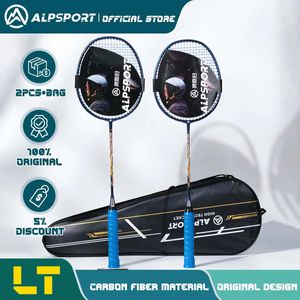 ALP LT 2Pcs/lot 100% Carbon Fiber Elastic 4U 30Lbs Racket Offensive and Defensive Professional Badminton Racket With Bag240311