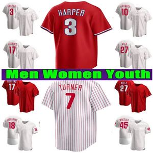 3 Harper Jereys Trea Turner Baseball Jerseys Kyle Schwarber Mens Youth Kids 2024