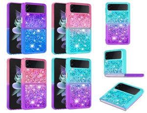 Luxury Bling Liquid Quicksand Case för Samsung Z Flip 3 4 Flip3 Z Flip4 iPhone 14 13 12 11 Pro Max XS XR 7 8 Plus Silicone Glitte3331277