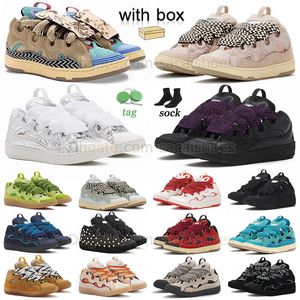 2024 New Fashion Scarpe casual con scatola Lavines Uomo Donna Sneakers Scarpe Rosa Piattaforma in pelle gialla Paris Lace Up Gomma Nappa Pelle di vitello Mesh Scarpe da ginnastica in rilievo