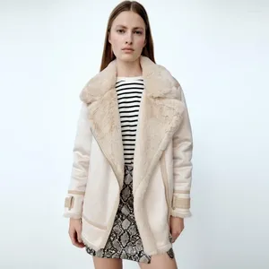 Giacche da donna 2024 Autunno Inverno Cappotto da donna con fodera in lana Abiti di alta qualità Design elegante della moda Capispalla Giacca con collo in pelliccia con cerniera