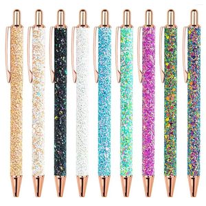 54 Color Glitter Bling Ballpoint Pens Sparkly Metal Retractable Sequins Fancy For Women Supplies Black Ink Medium Point 1.0 Mm