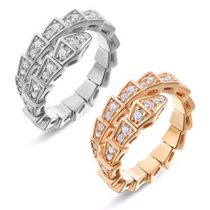 Designer 18K Cubic Zirconia Snake Justerbar ring för kvinnors varumärke Fashionabla Cat Step S925 Ring Smycken Entusiast Gift