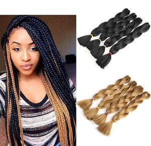 1B Black 27 Honey Blonde Mix Colored Braiding Hair Folded 24 Inch 80gPiece Kanekalon High Temperature Fiber Blonde Ombre Braids7995681