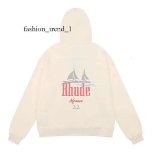 Designer Hoodie Rhude Hoodie Mens Hoodie Rhude Hoody Hooded Sweatshirt Felpa Uomo Niche Fashion Brand Sudadera Autumn Winter Long Round Neck Pullover 2473