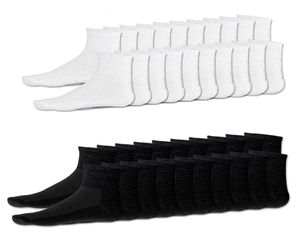 20 pares de meias esportivas masculinas de algodão rico, meias esportivas de trabalho, tamanho 610, branco, preto9493358