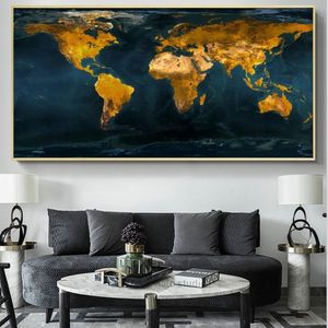 Mapa do mundo Arte da parede decorativa Picture Posters e impressões modernas Pintura de tela Cuadros Estudar Decoração da sala de escritório decoração 233i