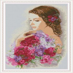 Beauty and Flowers Home Cross Stitch Kit Handmade Cross Stitch Embrodery Nålarbetet räknade tryck på duk DMC 14CT 11CT283G