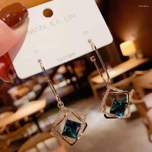 Stollen Ohrringe Korean Fashion Houl-out Geometrische blaue Kristallohrring 2024 Charme Frauen Gold Farbe Dangle Trend Lady Party Schmuck Schmuck