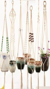 2020 POT HANGER Handgjorda Macrame Plant Hanger Flower Pot Hanger Jute Retro Flower Pot Hang Rope för väggbalkongdekorationer M29436920