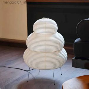 Lamps Shades Japanese Simple Desktop Decorative White Rice Paper Floor Lamp Living Room Villa Studio Loft Bedside Table Art Tripod Desk Light L240311