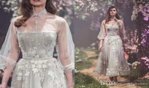 Paolo Sebastian Abendkleider 2018, knöchellang, Spitze, Tüll, Applikation, Perlen, Pailletten, formelles Kleid, Partykleidung, Quinceanera-Kleider9405933