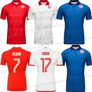 Tunezia piłkarska koszulka narodowa Africa Puchar MAILLOT de Foot Tuneisie 24 25 Msakni Hannibal Maaloul Sliti Khenissi Home Away Trzecie mężczyźni Minomy piłkarskie