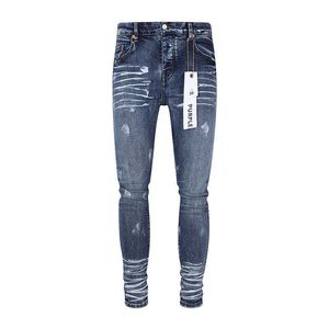 MARCHIO VIOLA Jeans lavati e usurati con inchiostro maculato slim fit elastici Jeans versatili americani di High Street