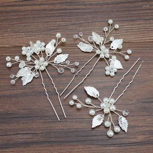 Hair Clips 3PCS Handmade Bride Jewelry Pearl Beads Vine Hairpin Floral Wedding Pin For Women Bridesmaid